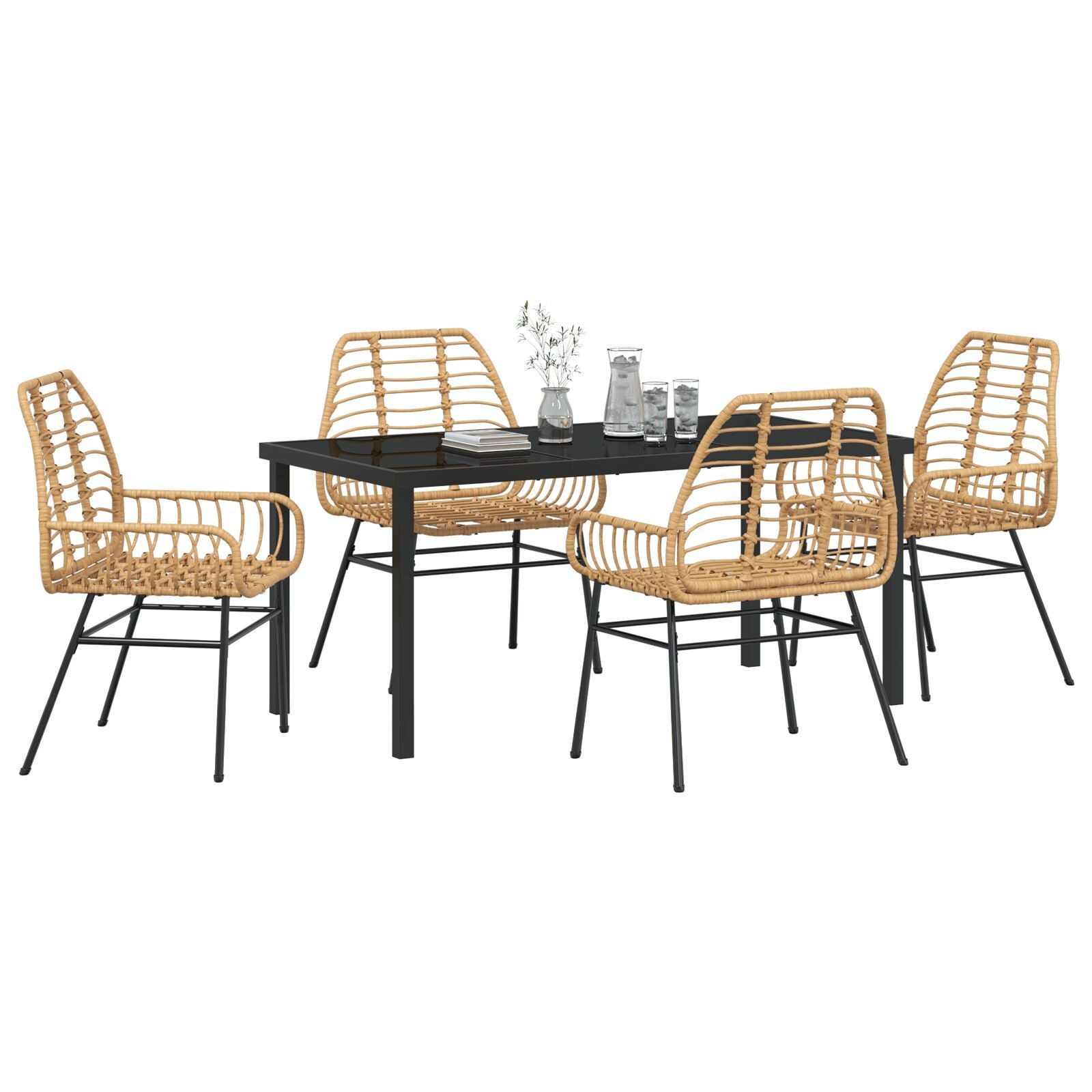 5-Delige Tuin Eet Set Bruin Poly Rattan