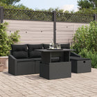 Garden Sofa Set with cushions 6 pcs Black poly rattan