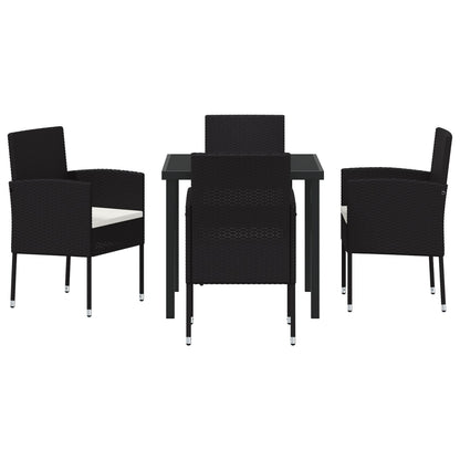 5-Delige Tuindiningset Met Kussens Zwart Poly Rattan