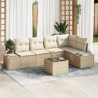 Garden Sofa Set with Storage Beige and Cream poly rattan