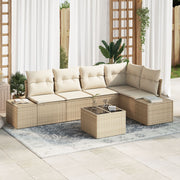 Loungeset poly rattan 5 personen beige