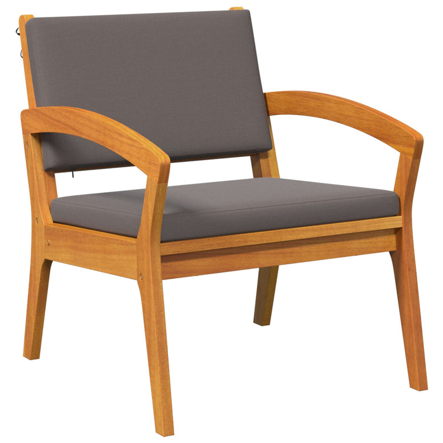 3-Delige Bistro Set Met Kussens, Gemaakt Van Massief Acaciahout Donkergrijs 2x stoel + tafel