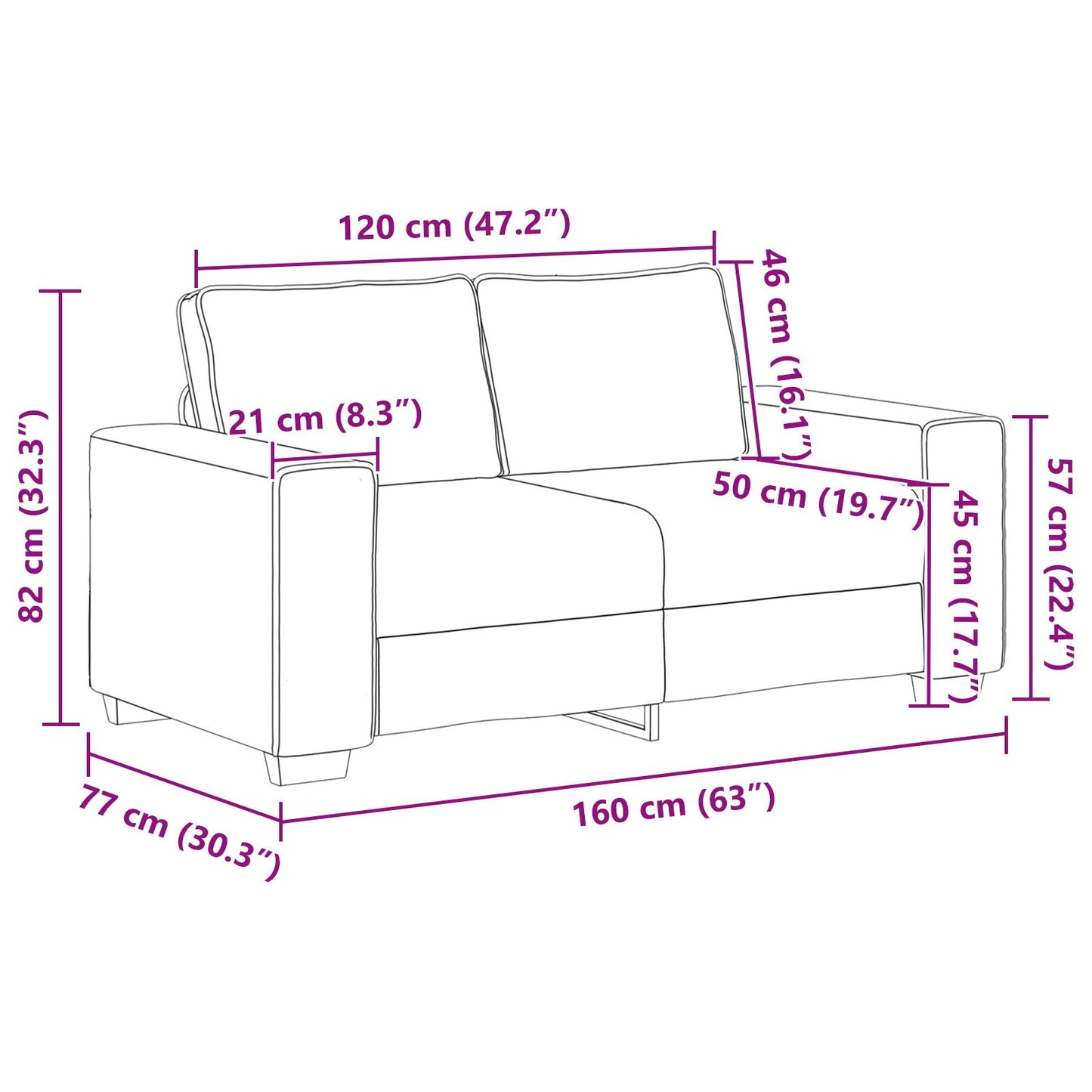 2-Piece Sofa Set Met Kussens In Linnen 2-zitter + 3-zitter bank