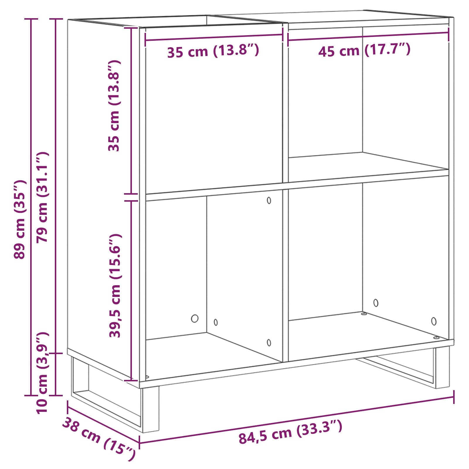 Recordkast 84,5X38X89 Cm Gelaagd Hout Artisan eiken