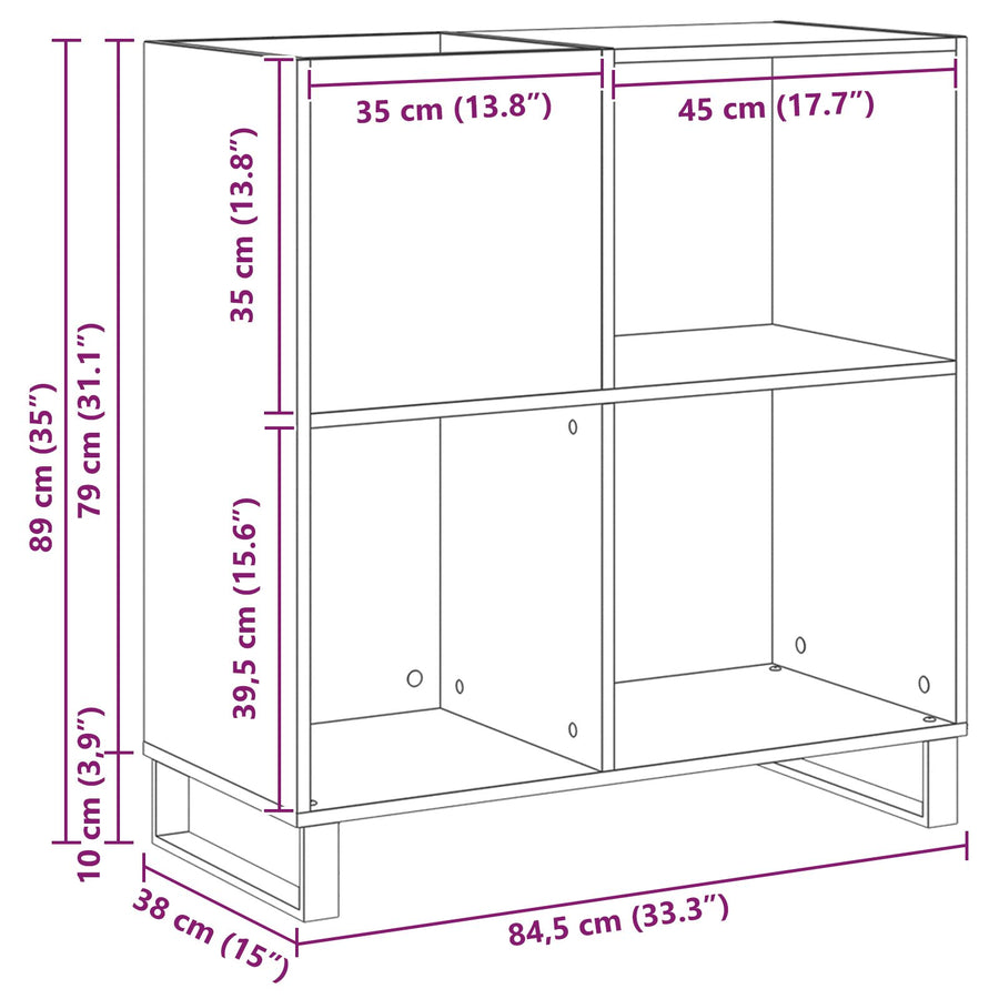 Recordkast 84,5X38X89 Cm Gelaagd Hout Artisan eiken