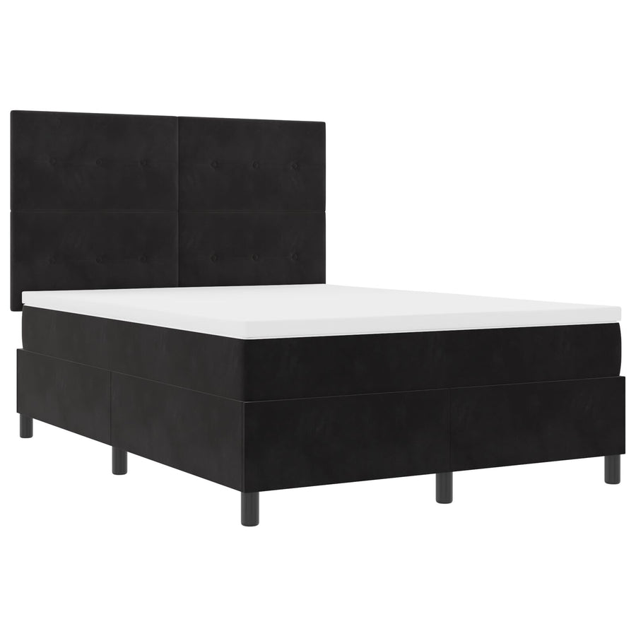 Boxspringbed Met Matras Zwart 160X200 Cm Fluweel Blauw
