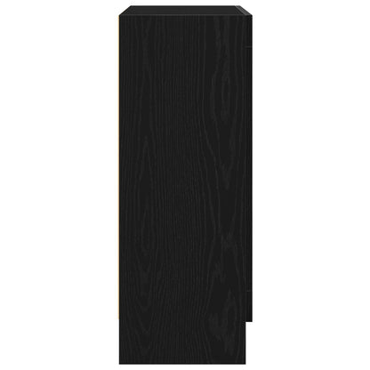 Boekenkast Zwart Eiken 82,5X30,5X80 Cm Gelaagd Hout