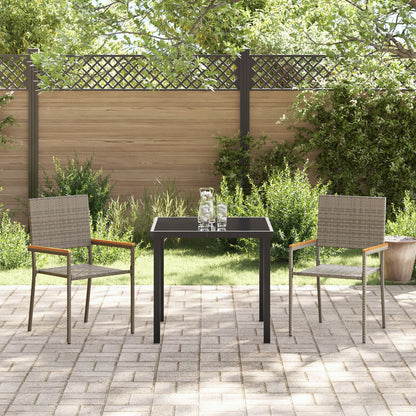 Stapelbare Tuinstoelen Met Kussens 2 Stuks Poly Grijs Rattan