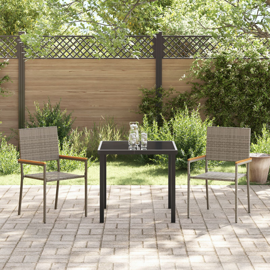 Stapelbare Tuinstoelen Met Kussens 2 Stuks Poly Grijs Rattan