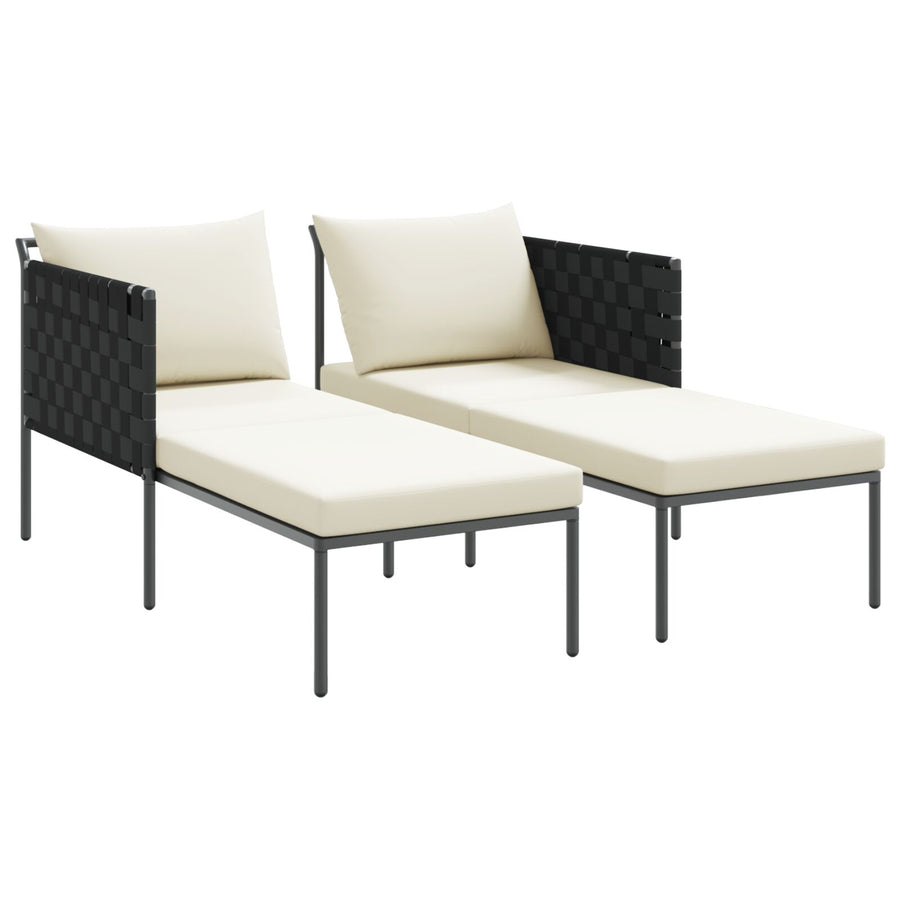 Ligbed Met Kussens 2-Persoons Antraciet 115X153X69,5 Cm Staal Crème wit