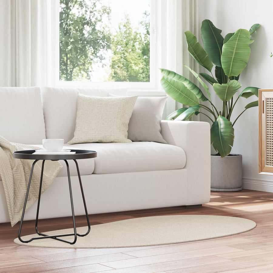 Area Vloerkleed Polyester Antislip Beige 80 x 150 cm Ovaal-Druppel