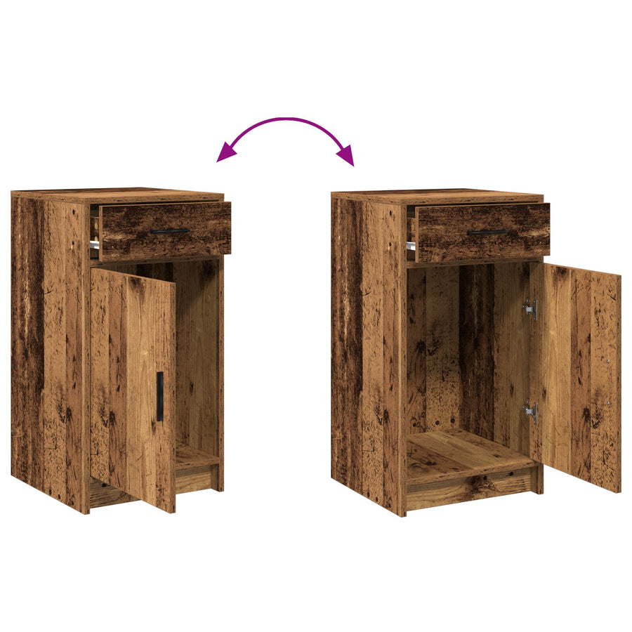 2-Delige Kaptafelset Met Led In Oud Hout En Gefabriceerd Hout