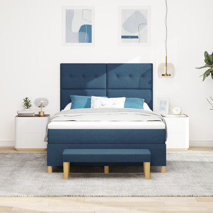 Boxspring Bed Met Matras & Bank Stof Blauw 160 x 200 cm Knopen geplooid