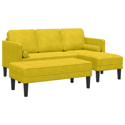 Tuinbank met Bank en Kussens L-Vormige Gele Fluweel, vidaXL L-vormige Sofa Geel 173x131x67 cm Fluweel, vidaXL Bank Geel 113x57x39 cm Fluweel