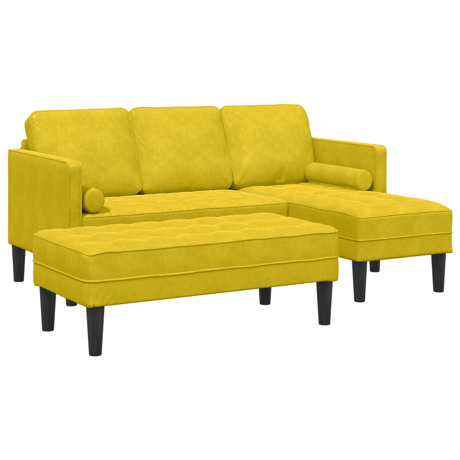Tuinbank met Bank en Kussens L-Vormige Gele Fluweel, vidaXL L-vormige Sofa Geel 173x131x67 cm Fluweel, vidaXL Bank Geel 113x57x39 cm Fluweel