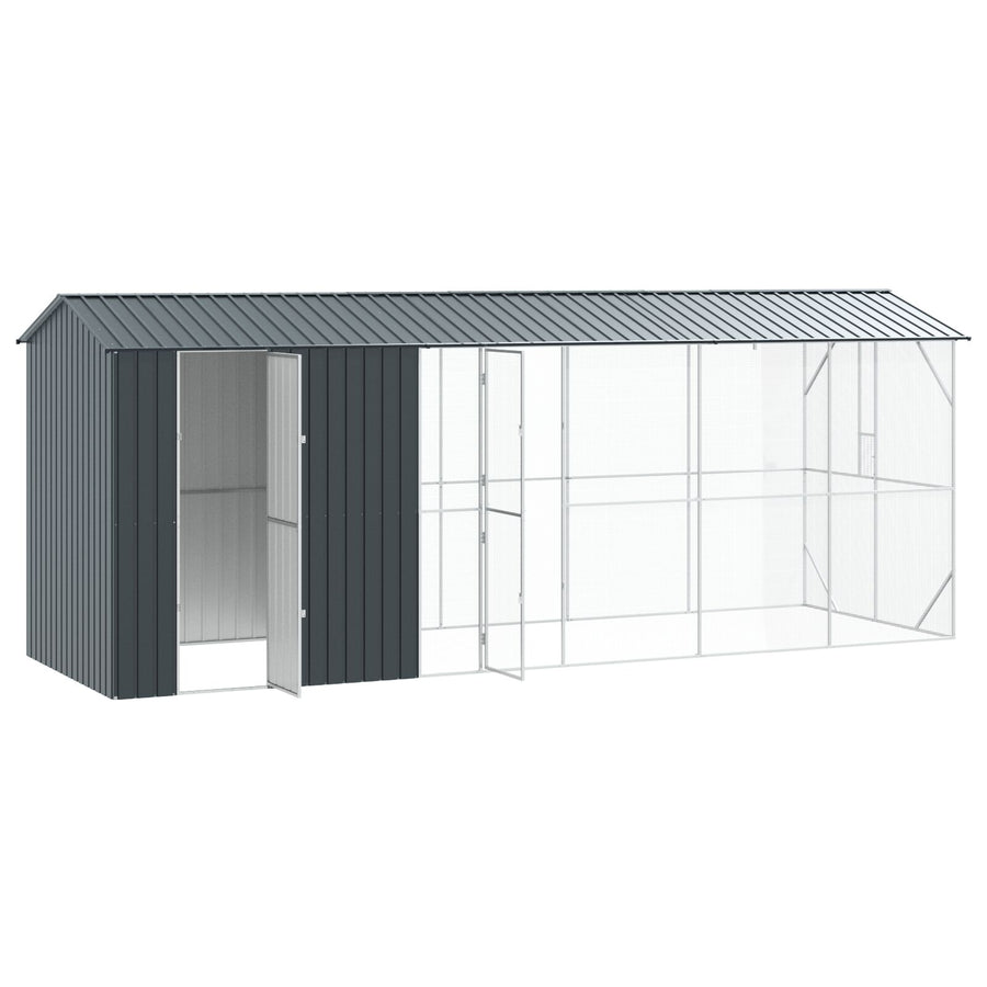 Vogelvolière Met Verlenging Antraciet 210X640X247 Cm Staal