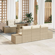 Tuinset loungebank 5 personen polyrattan beige