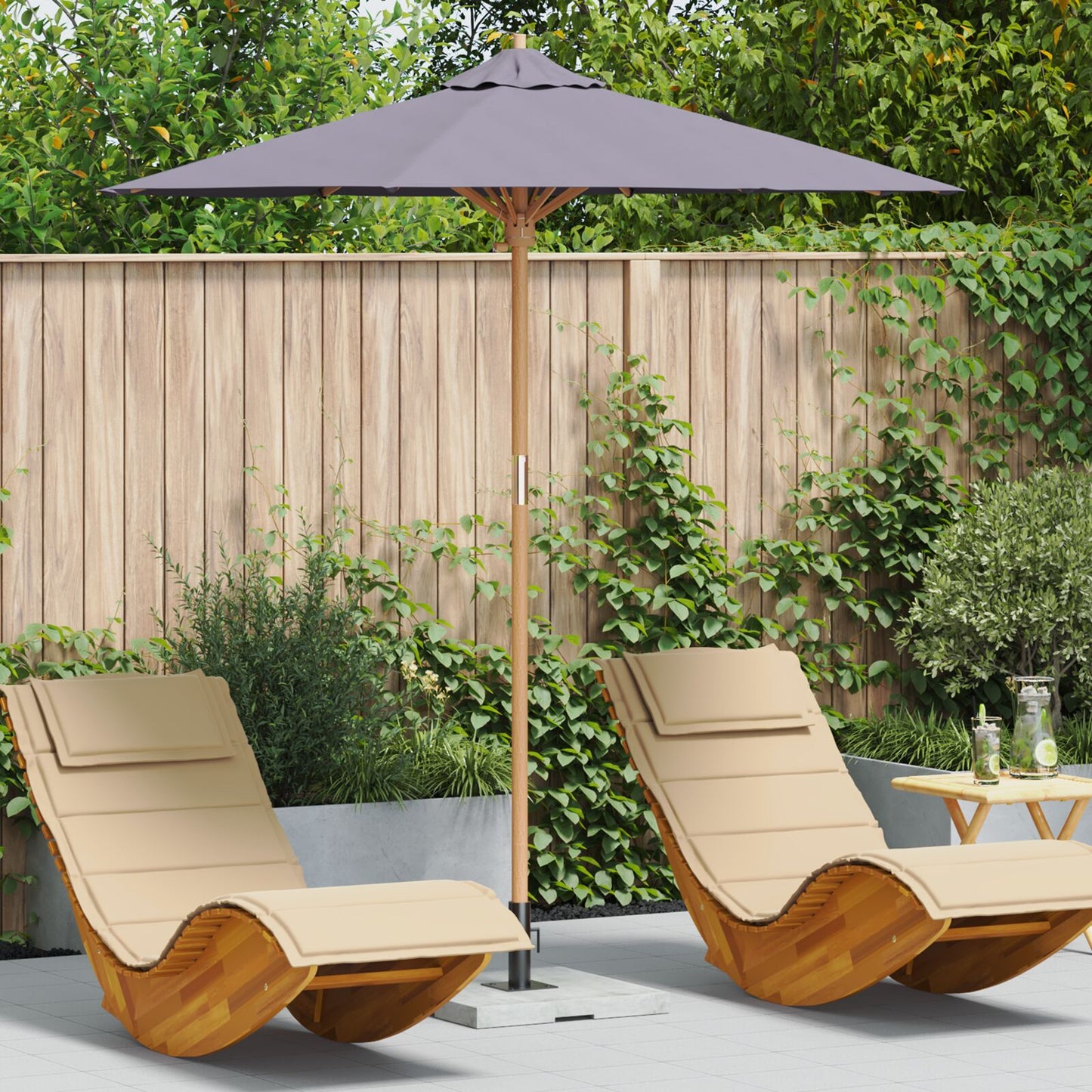 Tuinparasol 217X230 Cm Bamboe 217 x 217 x 230 cm Donkergrijs