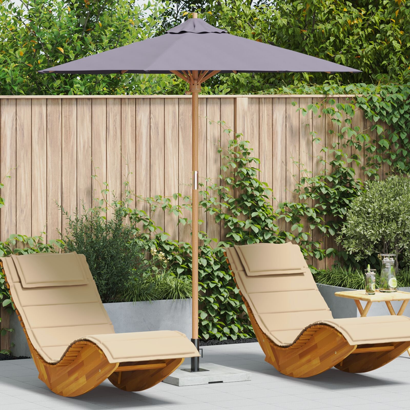 Tuinparasol 217X230 Cm Bamboe 217 x 217 x 230 cm Donkergrijs