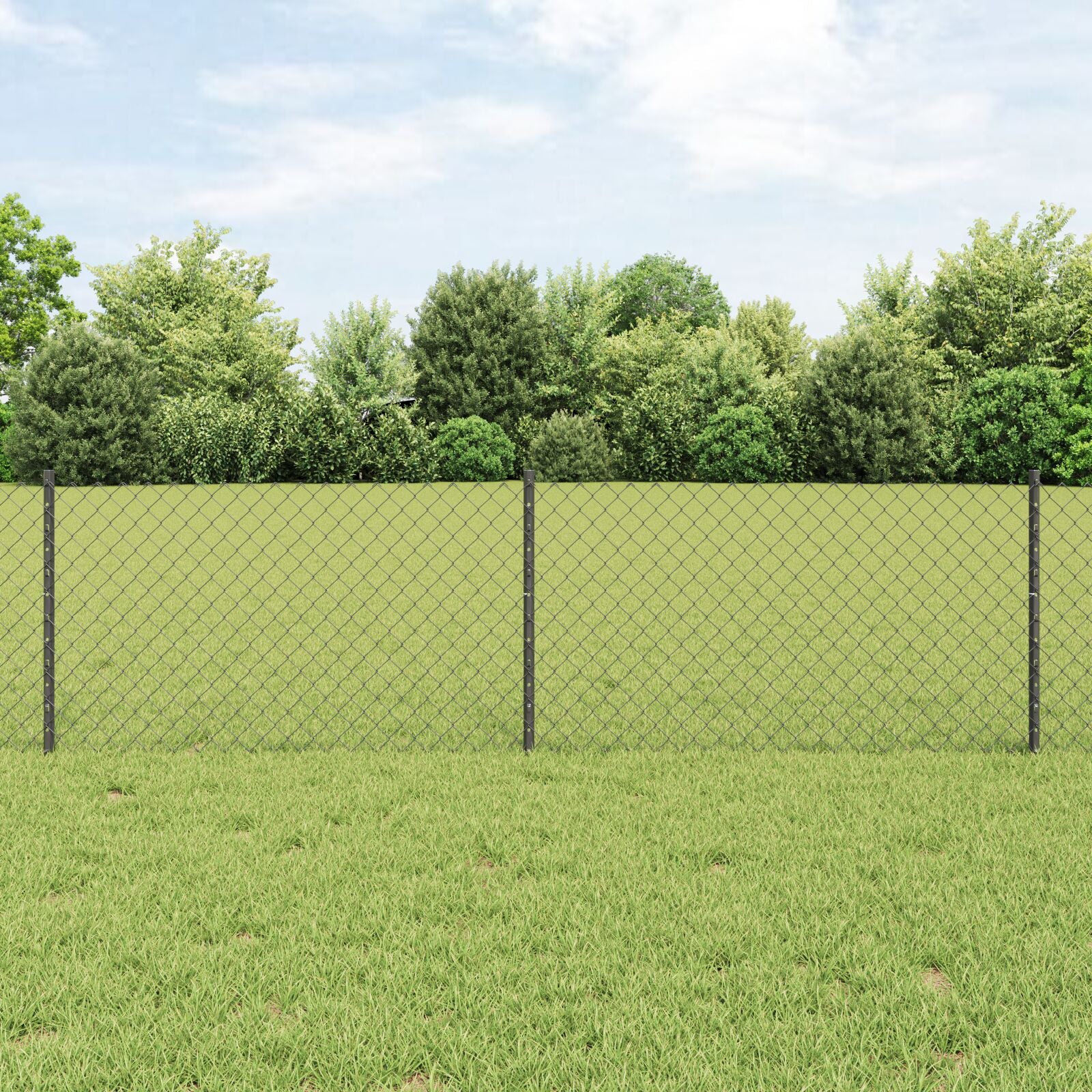 Kettinglink Hek Met 10 U-Palen Grijs 0.6X10 M Staal
