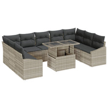 Tuinbankset Set Van 10 Beige, Donkergrijs Riet, Polyester