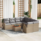 Garden Lounge Set with Cushions 9 pcs Beige Poly Rattan