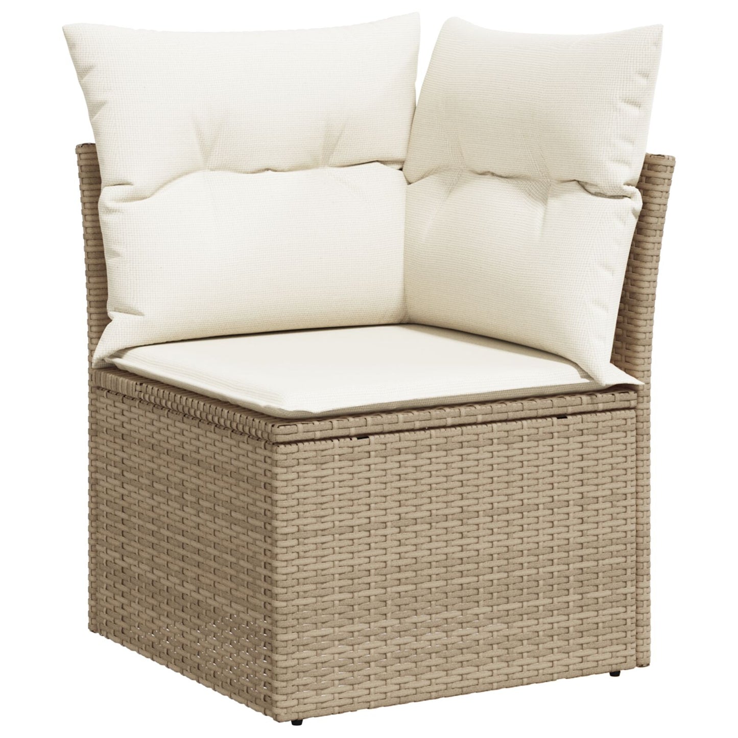 4-Delige Tuinbankset Met Kussens Beige Poly Rattan Acacia