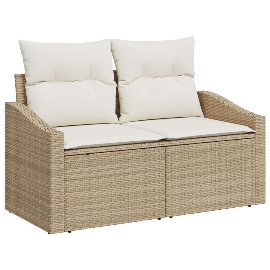 10-Delig Tuinsofa Set Met Kussens Beige Poly Rattan Acacia