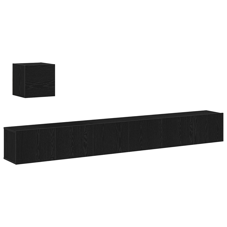 4-Delige Tv-Kastenset Zwart Eiken Engineered Hout