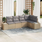Tuinbankenset poly rattan 5-delig beige lichtgrijs