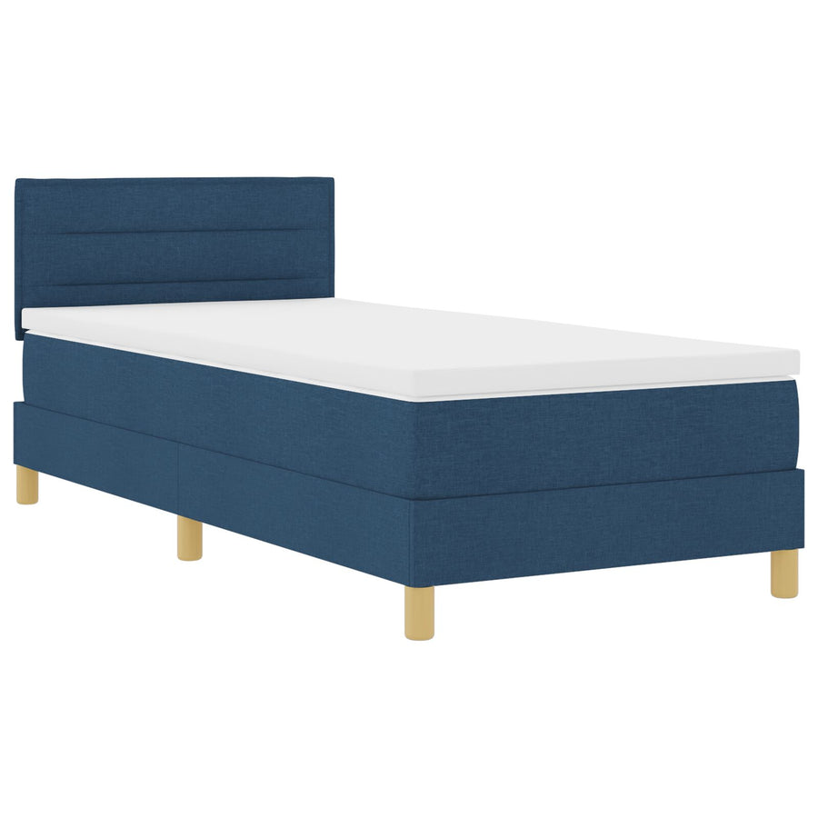 Boxspring Bed Met Matras Stof Blauw 100 x 200 cm Lijnenontwerp
