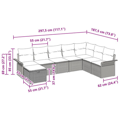 8-Delige Tuinsofa Set Met Kussens Zwart Poly Rattan