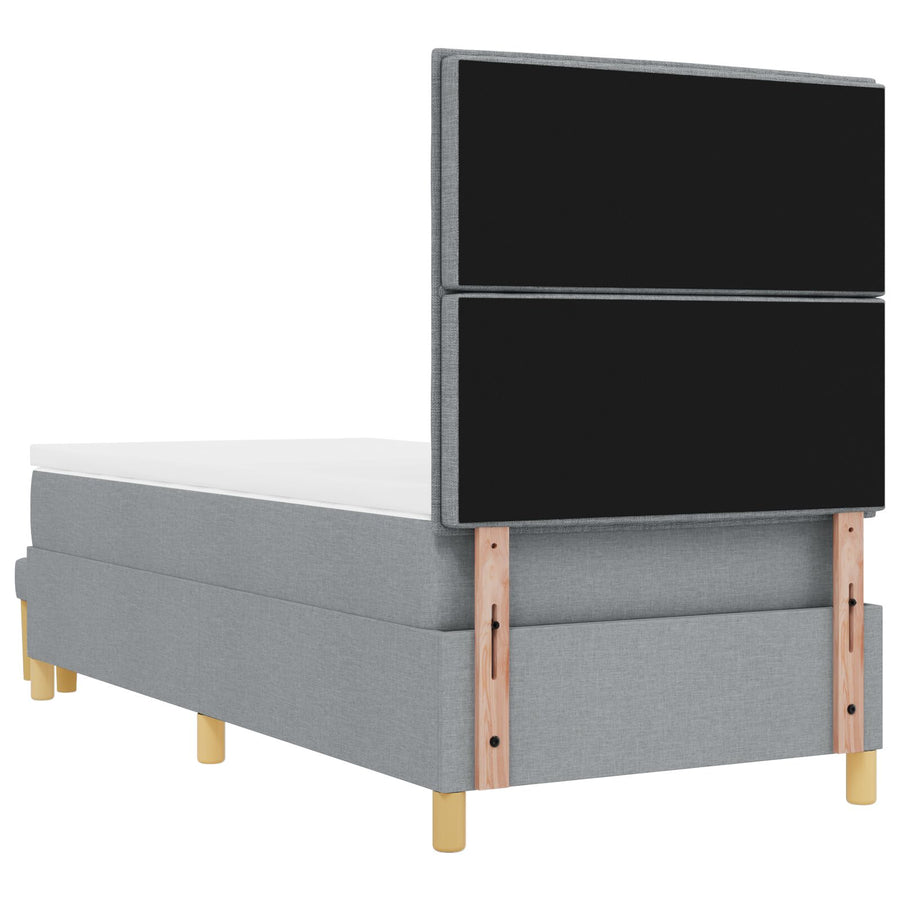 Boxspring Bed Met Matras & Bank Stof Lichtgrijs 100 x 200 cm Lijnen ontwerp