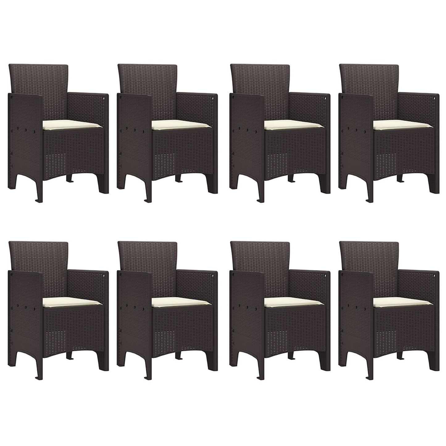 9-Delige Tuin Eettafel Set Met Kussens Bruin Poly Rattan