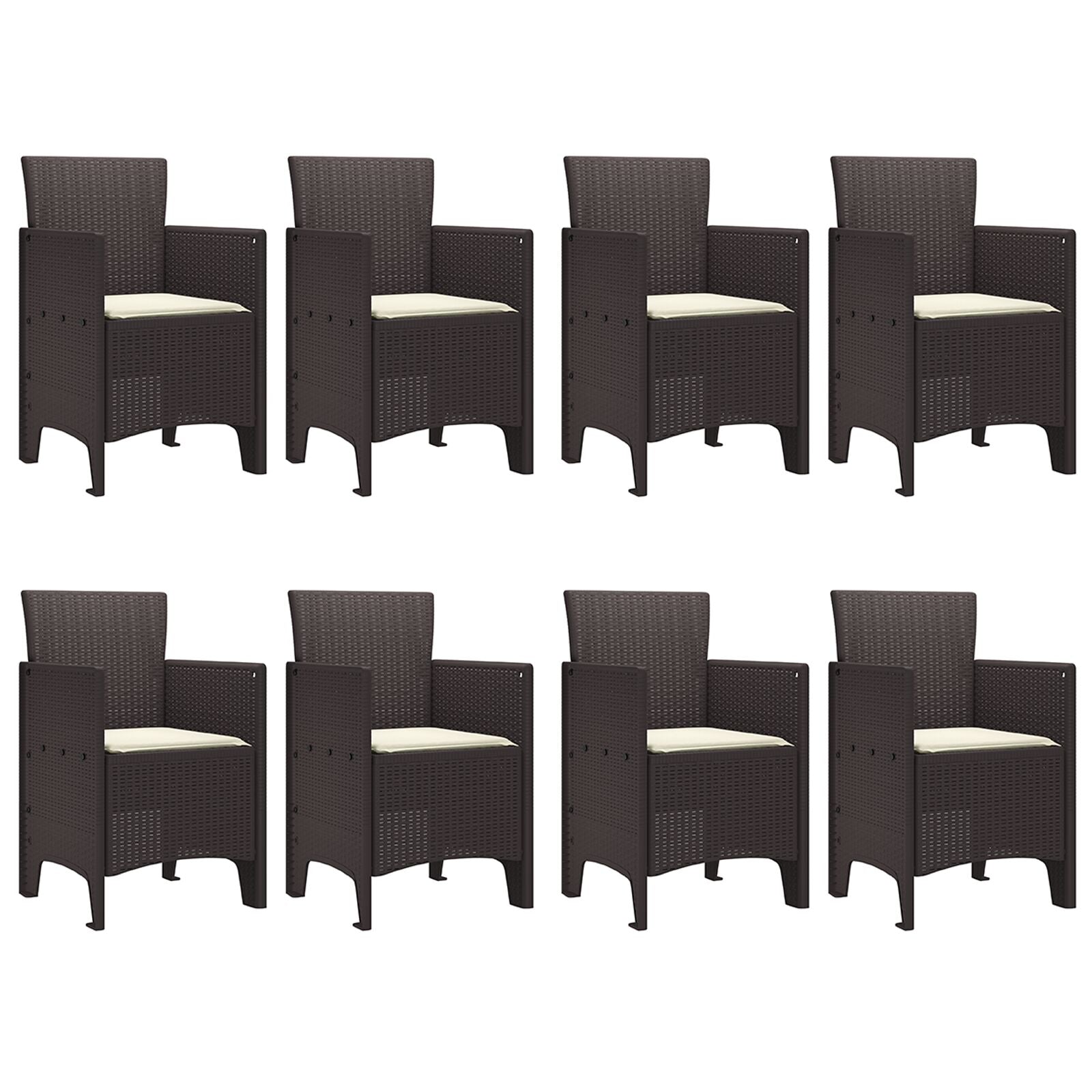 9-Delige Tuin Eettafel Set Met Kussens Bruin Poly Rattan