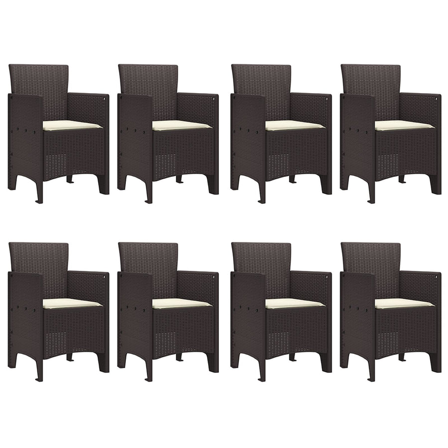 9-Delige Tuin Eettafel Set Met Kussens Bruin Poly Rattan