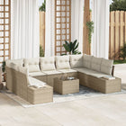Loungeset polyrattan 10-delig beige