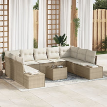 Tuin Sofa Set Set Van 10 Rattan, Stof Beige en crème met tafel