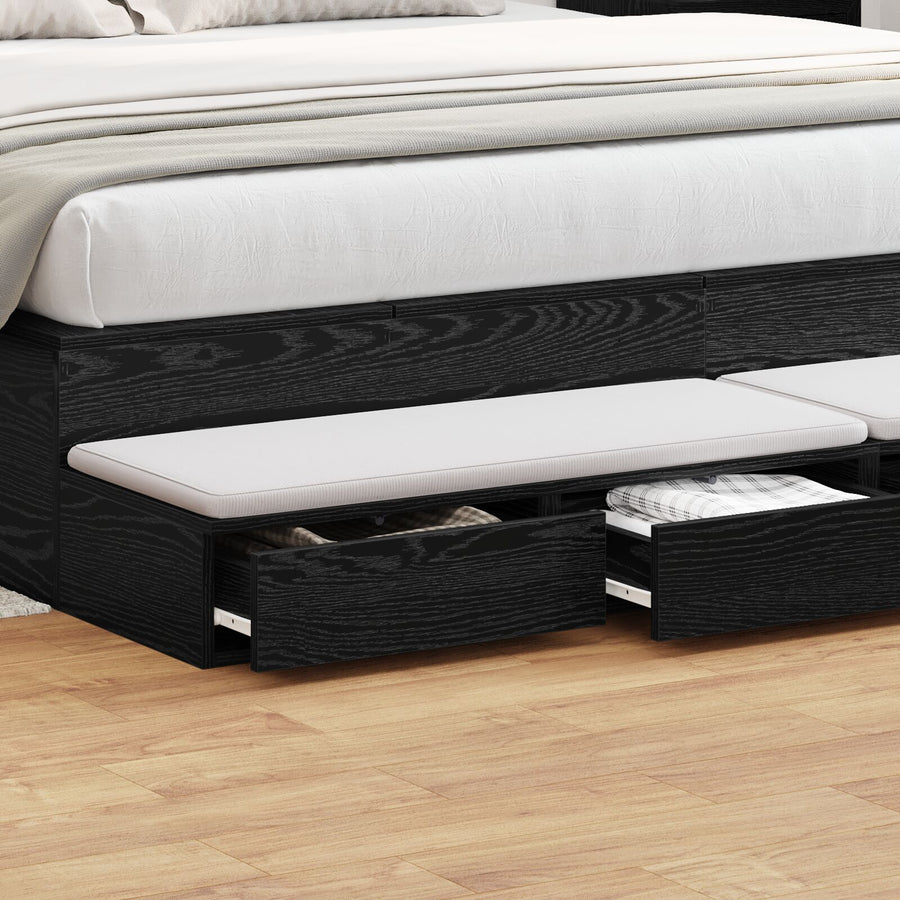 Bedladen Zwart 200X36,5X16,5 Cm Bewerkt Hout Zwart eiken 200 x 36.5 x 16.5 cm