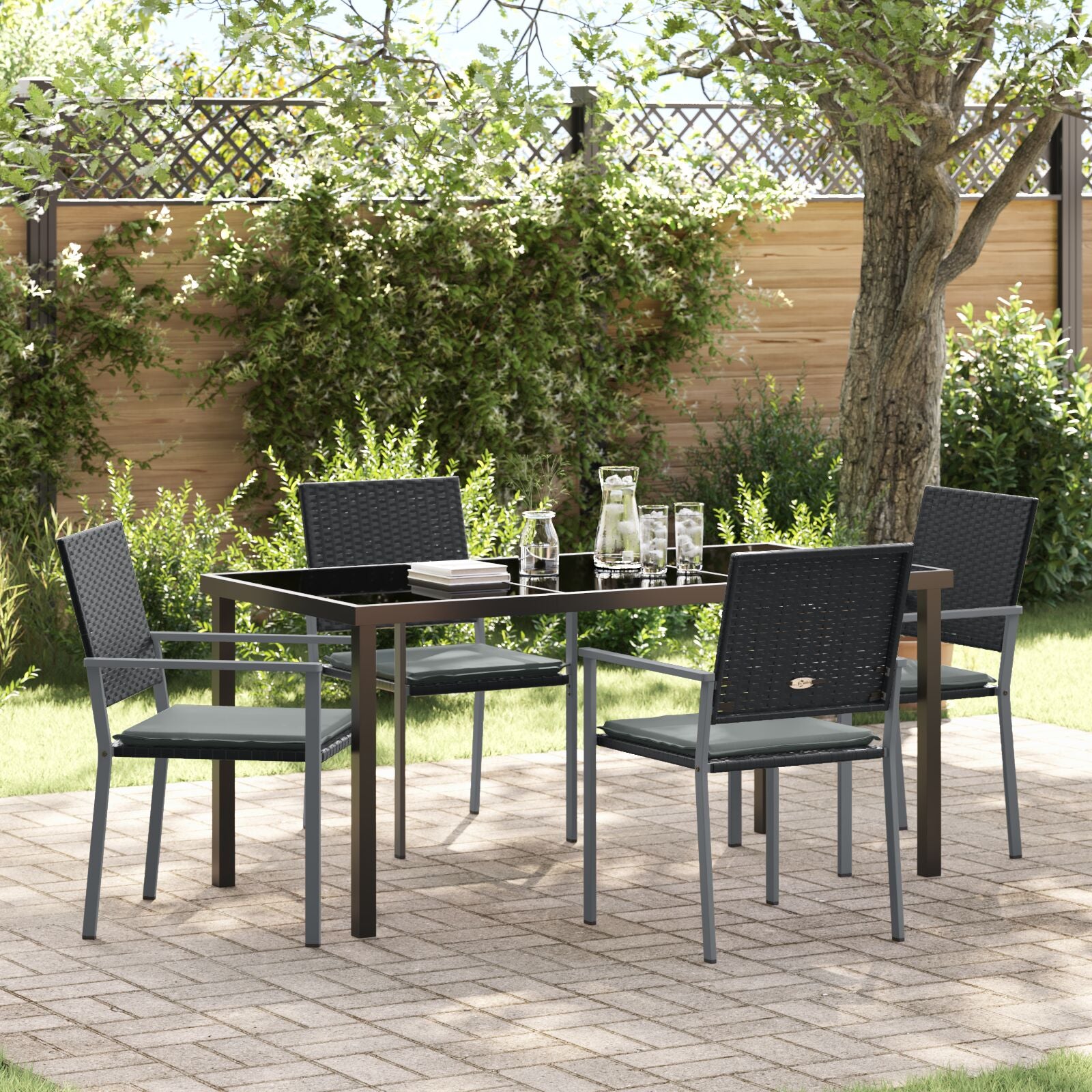 Set Van 3 Zwart Pe Rattan 54X62,5X89 Cm Duurzaam Tuinstoel