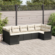 Garden Sofa Set with Cushions 7 pcs Black Poly Rattan