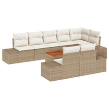 9-Delige Tuinsofa Set Met Kussens Beige Poly Rattan Acacia