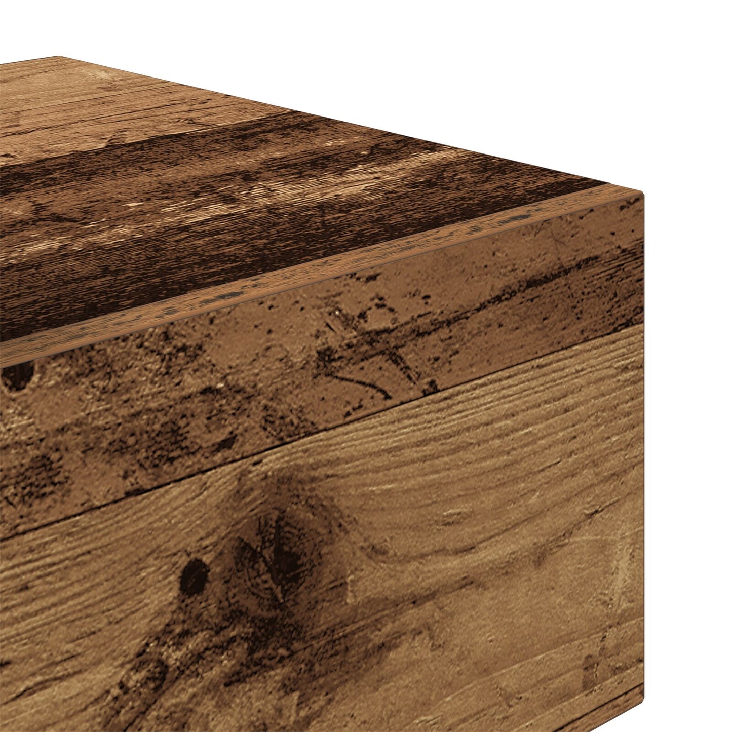 Nachtkastje Met Led-Verlichting 100X36X49 Cm Oude Hout