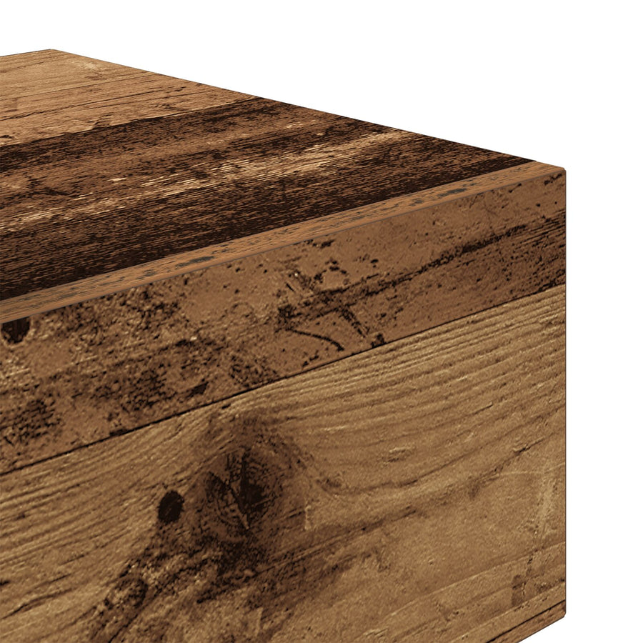 Nachtkastje Met Led-Verlichting 100X36X49 Cm Oude Hout