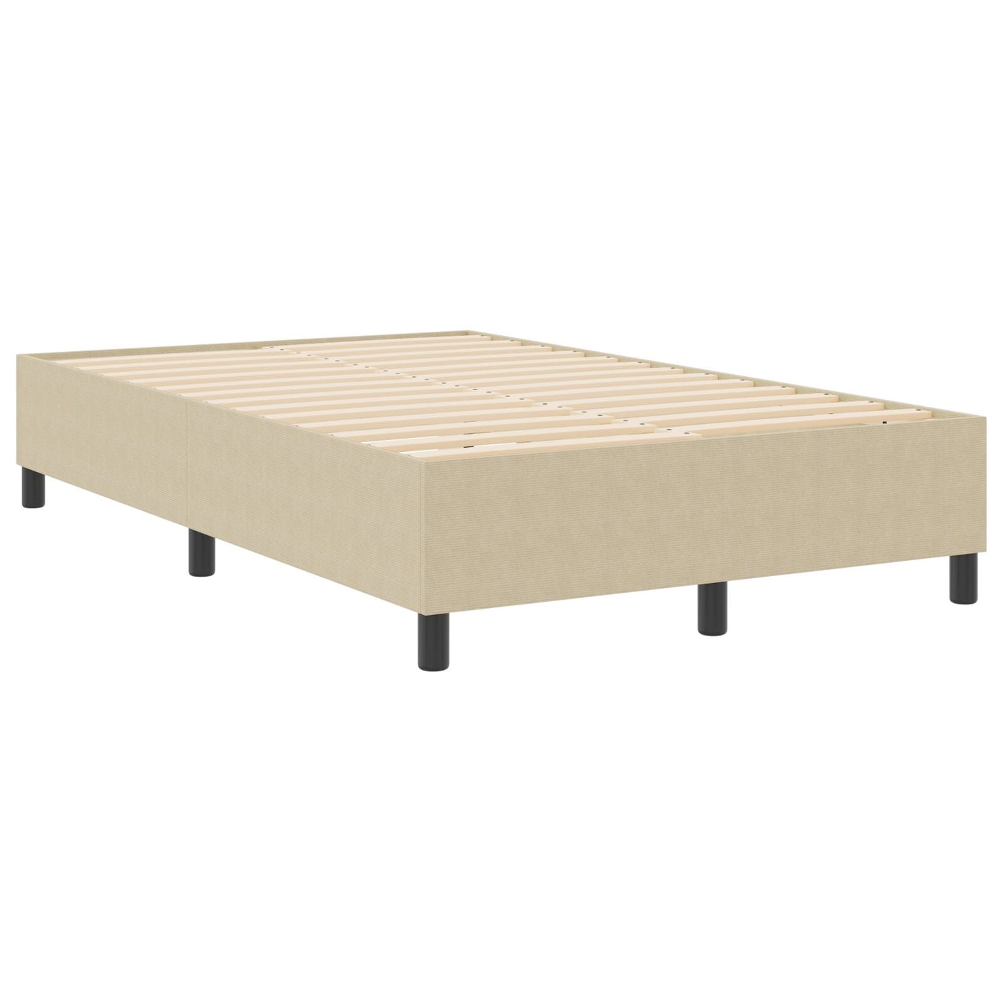 Boxspring Bed Klein Tweepersoons Corduroy Stof Lichtgroen Grijs 120 x 190 cm