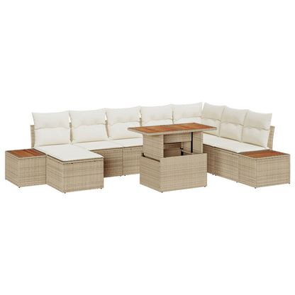 Tuinbank Set Set Van 9 Beige En Crème Rattan En Polyester