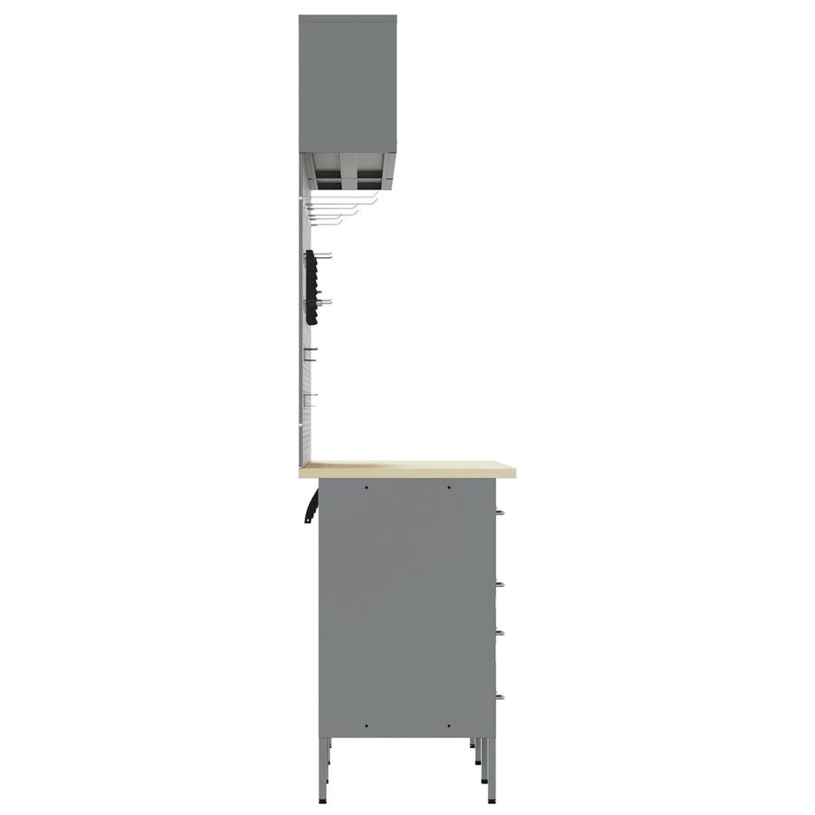 8-Delige Werkbankset Staal 3x (84/85/85 cm) Zwart 3x kast + 3x pegboard + 2x kast met deur