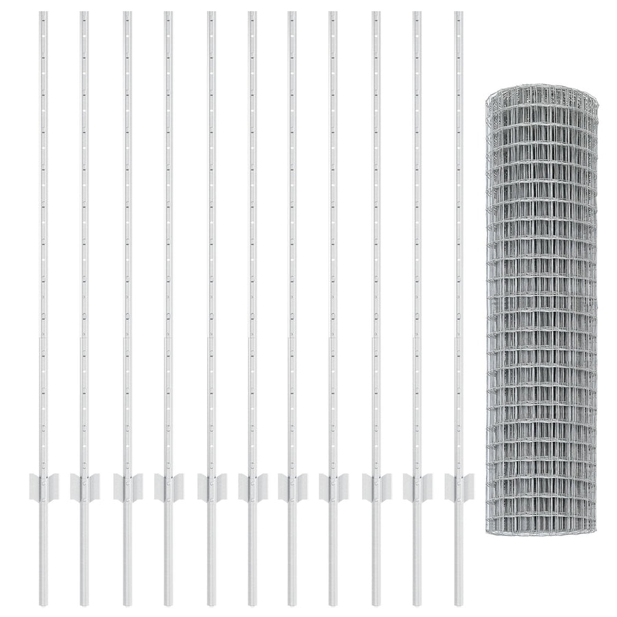 Euro Fence met 22 U-palen Zilver 1,2x25 m Staal