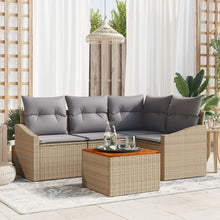 5-Delige Tuin Sofa Set Met Kussens Beige Poly Rattan Acacia