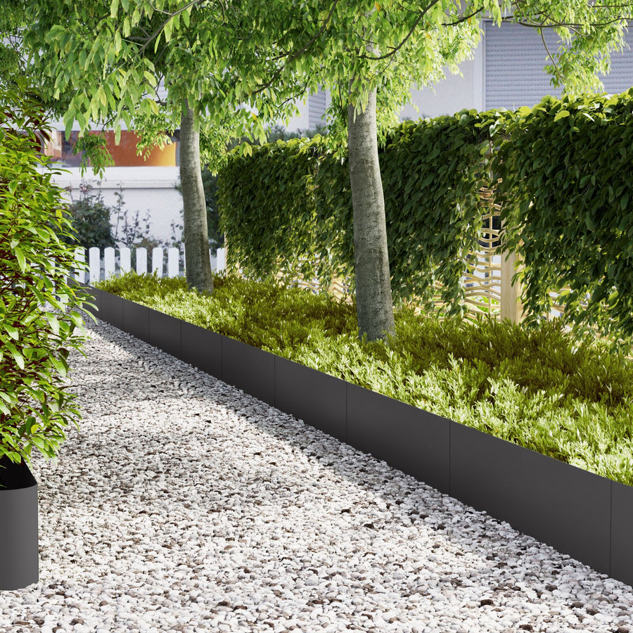 Grasrand 10 Stuks 100X0,5X30 Cm Staal 100 x 0.5 x 30 cm Zwart